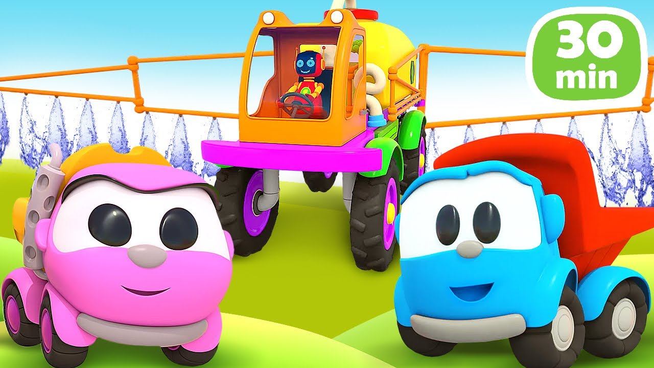 Грузовичок Лева поливает грядки и собирает урожай. Развивающие мультики про машинки для детей смотреть онлайн