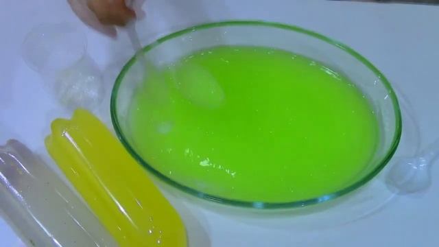 Готовим салатовый слайм желе . Slime Light  Green Color .