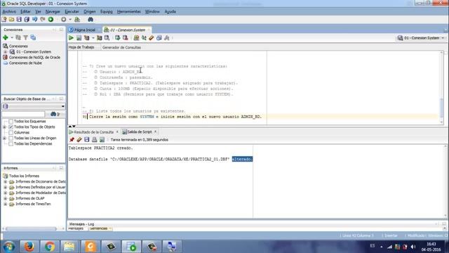 Oracle - Actividad 02 - Tablespaces y Usuarios - Parte 01 смотреть онлайн