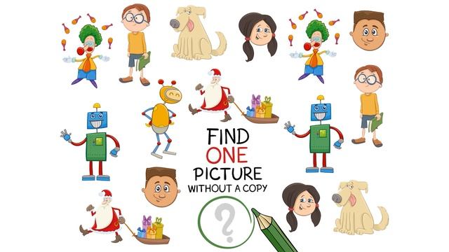 Логическая детская игра. Найди ОДНУ картинку без копии. Logical Children's Game. Часть 10.
