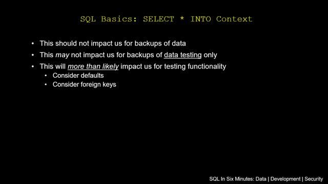 SQL Basics: SELECT * INTO (Table Copy and Testing) смотреть онлайн