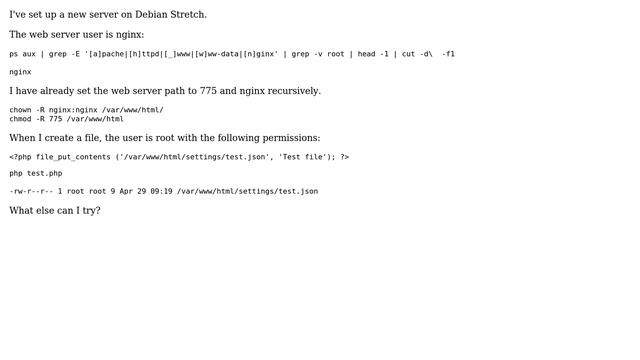 PHP creates files as root user instead of nginx смотреть онлайн