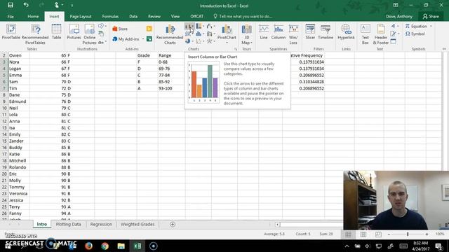 Excel 2016 Frequency, Histogram, Pie Chart смотреть онлайн