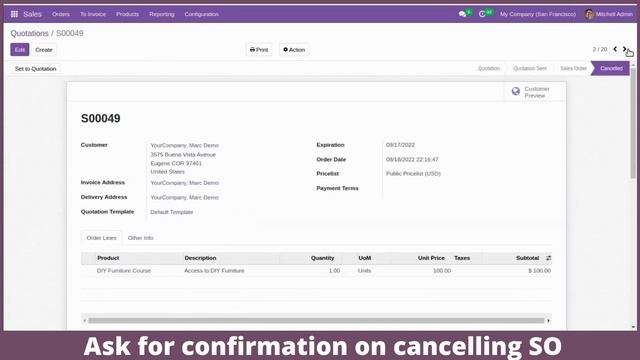 Odoo 16 Sales Ask Confirmation On Cancelling Sale Order смотреть онлайн