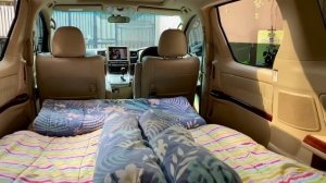 Toyota Alphard Anh20, Simple Camping Bed Setting,  #toyotaalphard #camping #carcamping
