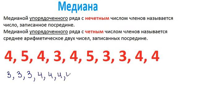 Статистические характеристики Среднее арифметическое, мода, медиана, размах смотреть онлайн