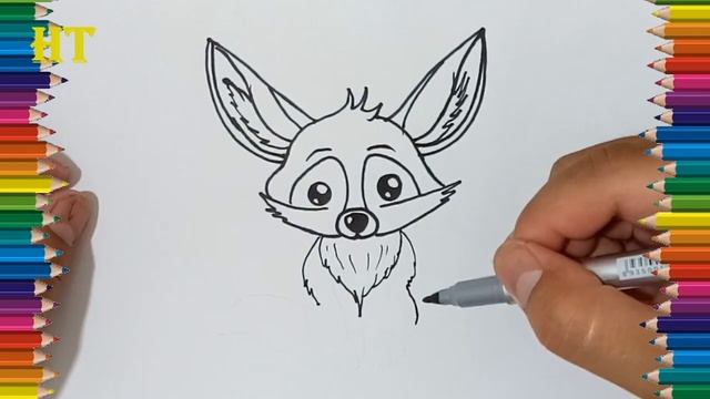 How to draw a fennec fox step by step | Fox cartoon drawing for beginnes смотреть онлайн