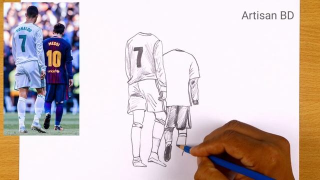 Drawing of Cristiano Ronaldo and Lionel Messi Pencil sketch | From Football Player3. смотреть онлайн