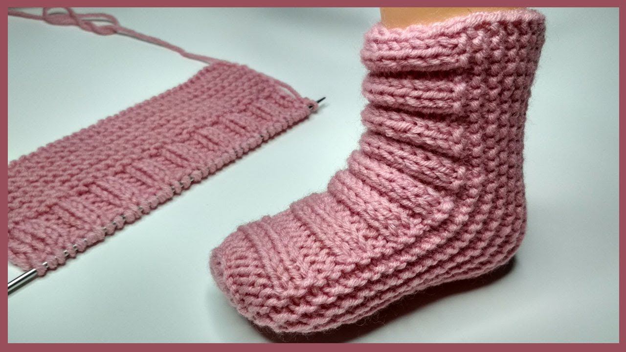 Безразмерные детские носочки на 2 спицах - от новорожденных и старше смотреть онлайн