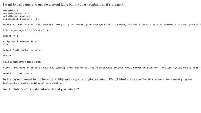 Databases: Using if statement outside of a stored procedure or function (2 Solutions!!) смотреть онлайн