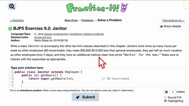 Java Practice It | Exercise 9.2: Janitor | classes, implementing, inheritance, instance methods смотреть онлайн
