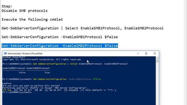 How to disable SMB using Powershell in Windows OS смотреть онлайн