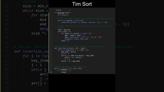 Tim Sort Code in Python | Sorting Algorithms | Python Coding Tutorial | Python Coding Interview смотреть онлайн