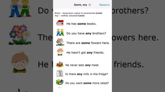 Some / Any - несколько / любой, никакой