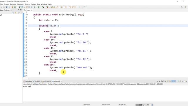 Java - condicional switch/case смотреть онлайн