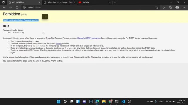 CSRF verification failed. Request aborted | CSRF token missing | Django Error | смотреть онлайн