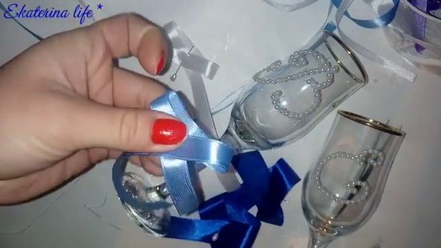 Бокалы на свадьбу, бокалы с инициалами, свадебные бокалы лентами смотреть онлайн