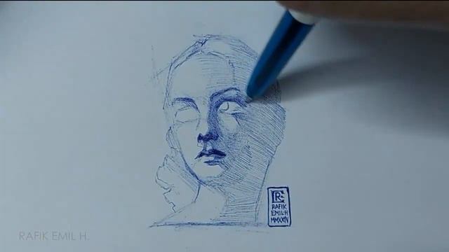 Portrait of a Young woman Ballpoint Drawing by Rafik Emil смотреть онлайн