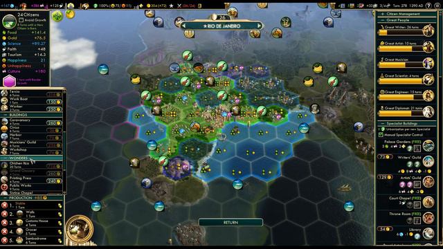 Let's Play Civilization 5 Vox Populi - Brazil p.13 (deity, epic) смотреть онлайн