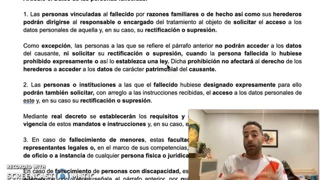 Protección de Datos Personales - Datos de las personas fallecidas смотреть онлайн