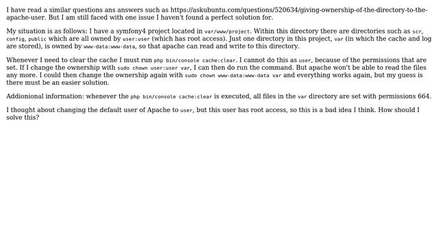 Ubuntu: ownership of directory by apache смотреть онлайн