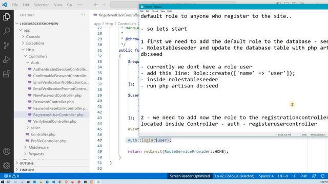 Part 8 - Adding default role for a user upon registration to the website or app. смотреть онлайн