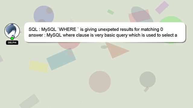 SQL : MySQL `WHERE ` is giving unexpeted results for matching 0 смотреть онлайн