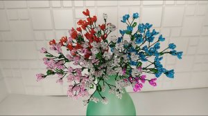 Цветы из бисера. 1ч. Цветная ГИПСОФИЛА из бисера. Мастер класс. Простой способ для начинающих..mp4