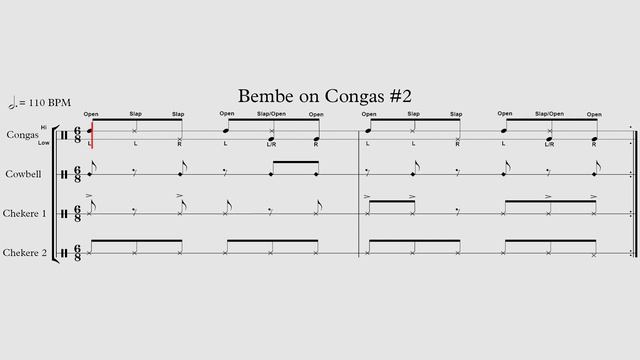 Bembe 6/8 Rhythm #2 Played on Two Congas Fast & Slow Tempo + Play Along смотреть онлайн