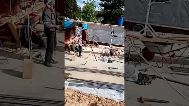 Армирование фундаментной плиты, с рёбрами вниз. смотреть онлайн