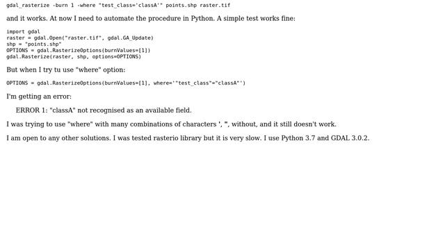 GIS: GDAL Rasterize with "where" option in Python смотреть онлайн