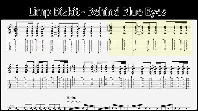 Limp Bizkit - Behind Blue Eyes - Easy Guitar Tab смотреть онлайн