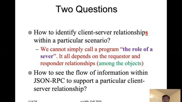 ecs36b zoom Lecture 11/06/2020 Client-Server Relationships and JSONRPC internals смотреть онлайн