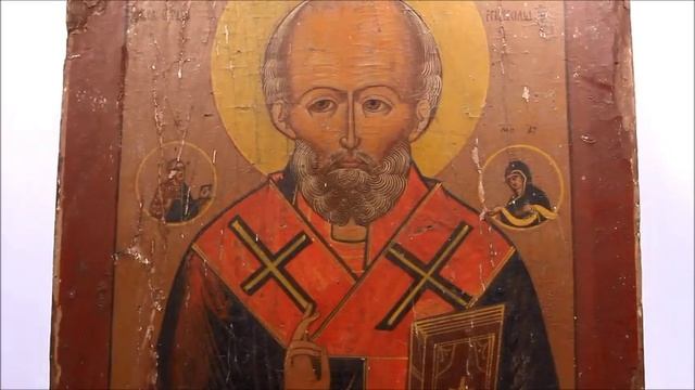 Намоленная икона из Холуя! Икона старинная Николай Чудотворец. DR0338 смотреть онлайн