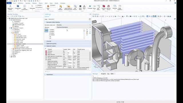 Работа с библиотекой материалов в COMSOL Multiphysics®