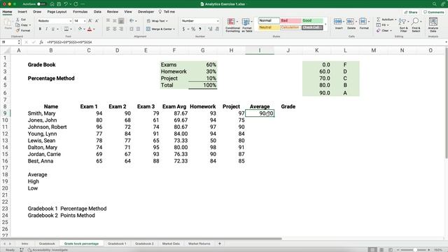 Excel Grade Book Using Percentage Method смотреть онлайн