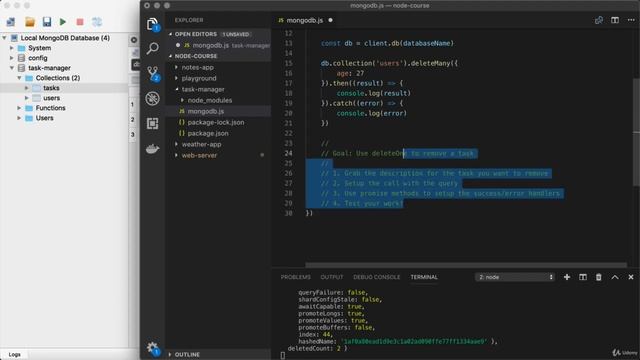 Deleting Documents [The Complete Node.js Developer Course (3rd Edition) 2021] смотреть онлайн