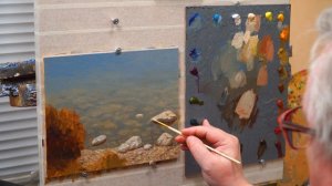 Как написать камни в воде и кусты с цветами🔶How to paint stones in water and bushes with flowers