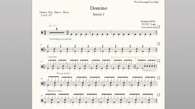 Drum Score - Jessie J - Domino (preview) смотреть онлайн