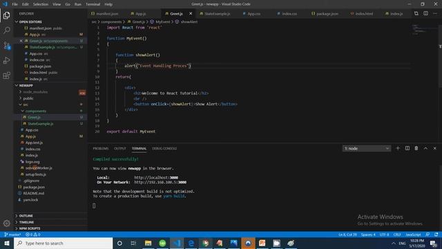 React js tutorial | React js Event handling | React tutorial смотреть онлайн