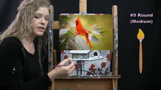 How To Paint WINTER BIRDHOUSE CARDINALS With Acrylic - Paint And Sip At Home - Step By Step Tutoria