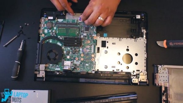 Dell Inspiron 15 3567 Disassembly. Hard drive, motherboard, cpu, heatsink and fan removal