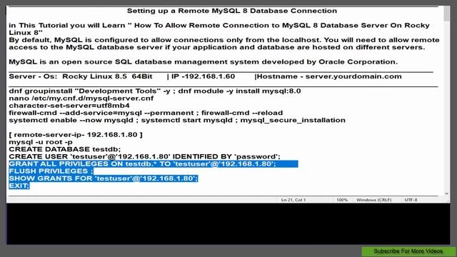 Setting up a Remote MySQL 8 Database Connection | Enable Remote MySQL 8 Connection смотреть онлайн