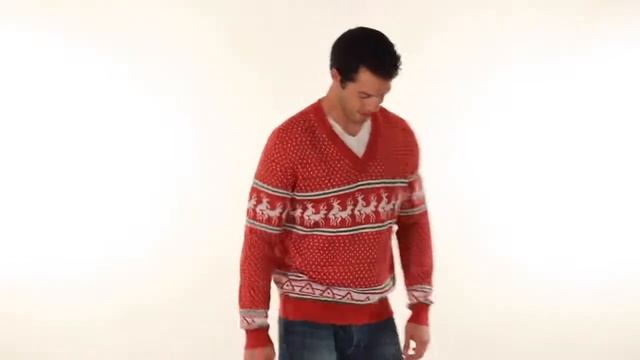 Мужской Свитер с Оленями Красный от FunnySweaters RU смотреть онлайн