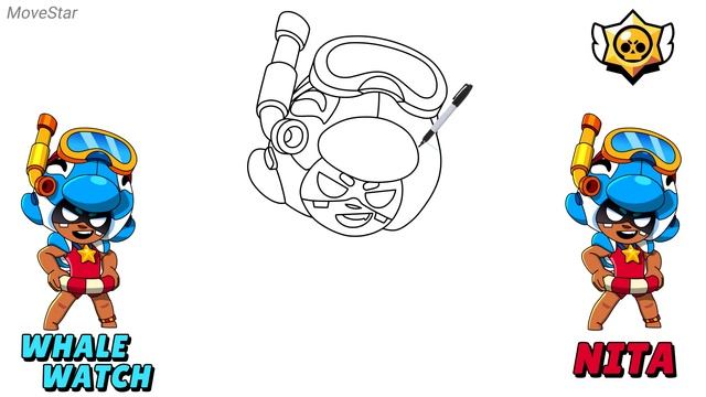How To Draw Whale Watch Nita ?? | Brawl Stars | Step By Step | Tutorial смотреть онлайн