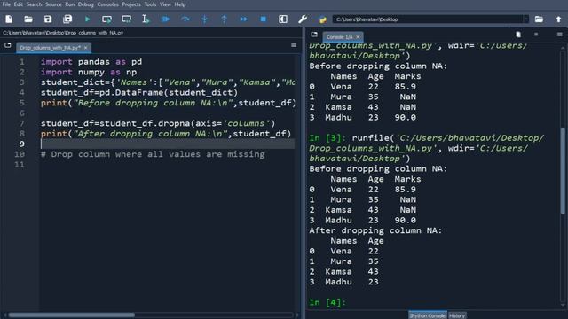 66. Remove Columns from Pandas DataFrame that Contains Missing or NA Values in Python with Code смотреть онлайн