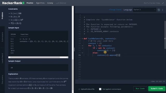 179 - Luck Balance | Greedy | Hackerrank Solution | Python смотреть онлайн