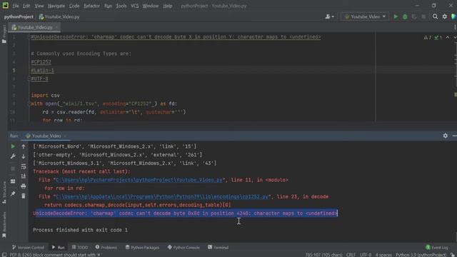 UnicodeDecodeError charmap codec can't decode byte X in position Y character maps to undefined смотреть онлайн