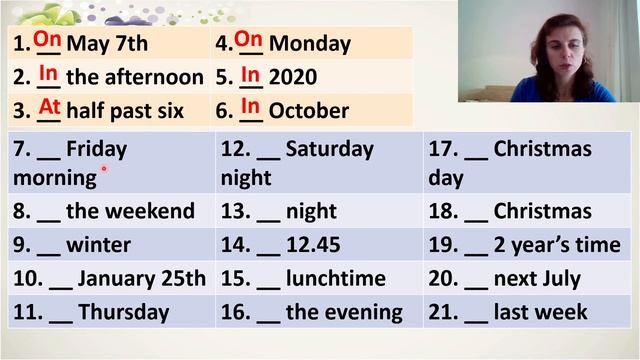 Предлоги времени. At, On, In. Prepositions Of Time. Часть 1.