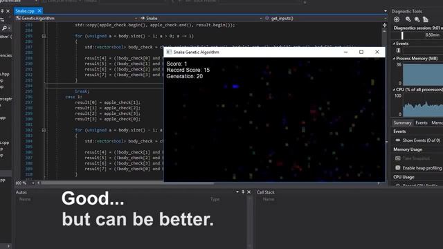 Genetic Algorithm that learn to play snake in C++ and SFML смотреть онлайн